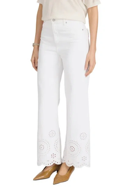 Frame The Eyelet Flare Embroidered Flared-leg Jeans In White