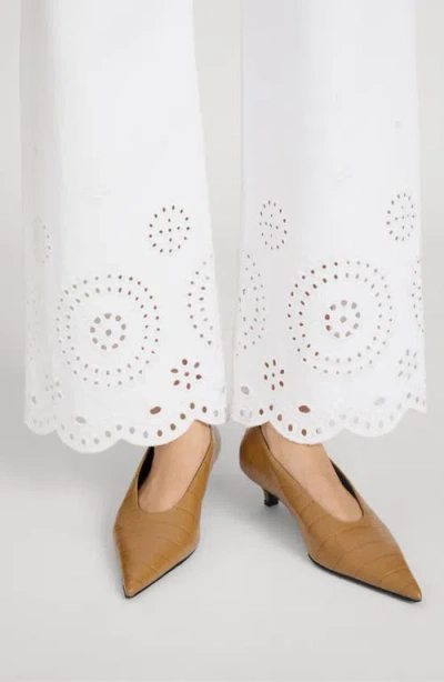 Frame The Eyelet Flare Embroidered Flared-leg Jeans In White