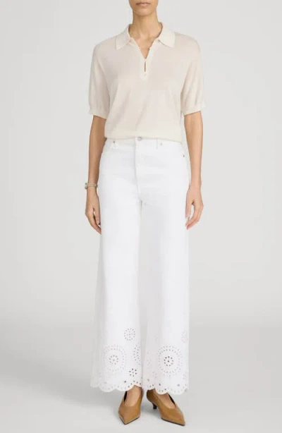 Frame The Eyelet Flare Embroidered Flared-leg Jeans In White