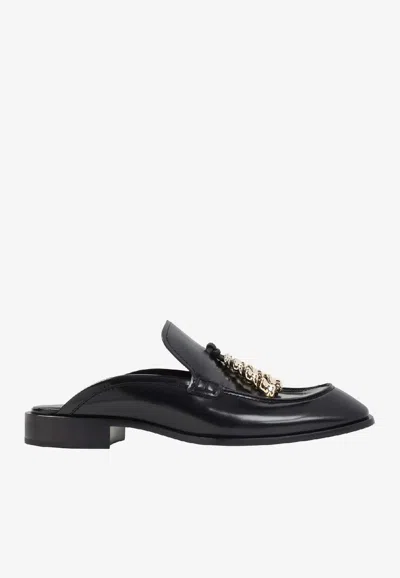 Loewe Black Leather Loafers