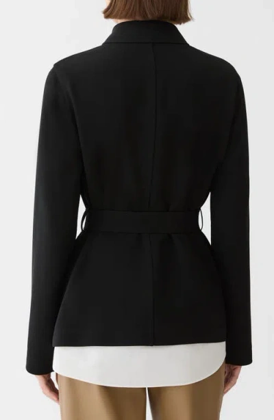 Lafayette 148 New York Belted Responsible Finesse Crepe Shirt Jacket In Black