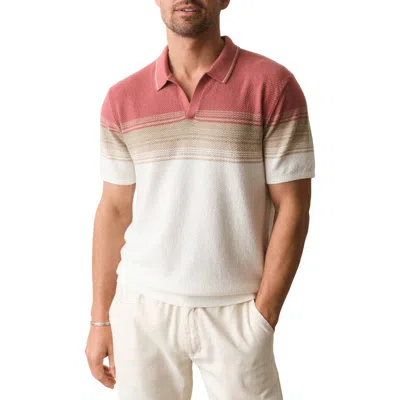 Marine Layer Greyson Withered Rose Stripe Polo Sweater In Pink