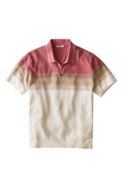 Marine Layer Greyson Withered Rose Stripe Polo Sweater In Pink