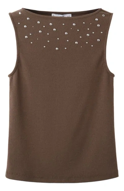Mango Studded Sleeveless Sweater In Gray