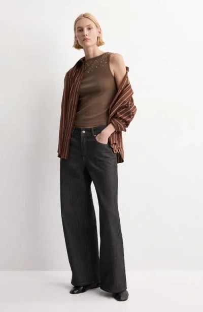 Mango Studded Sleeveless Sweater In Gray