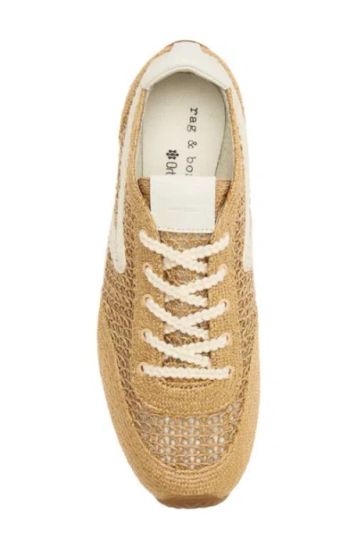 Rag & Bone Retro Runner Slim Raffia Sneakers In Neutral