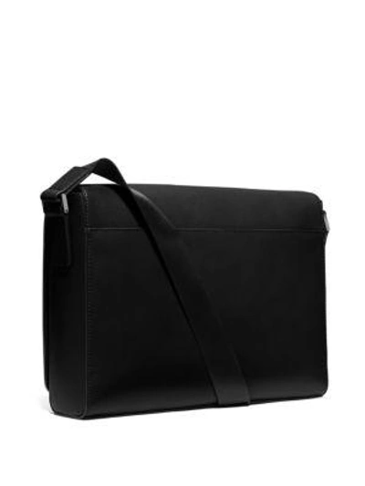 Shop Michael Kors Men's Grain Leather Messenger Bag In Black