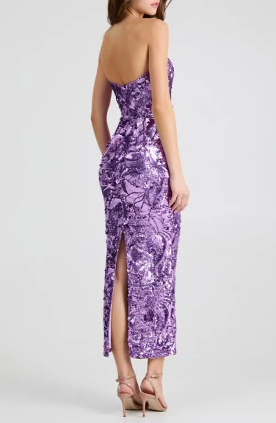 Helsi Leslie Pattern Sequin Strapless Gown In Purple