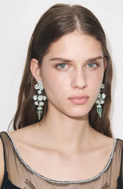 Tory Burch Curiosity Beaded Linear Drop Earrings In Metallic