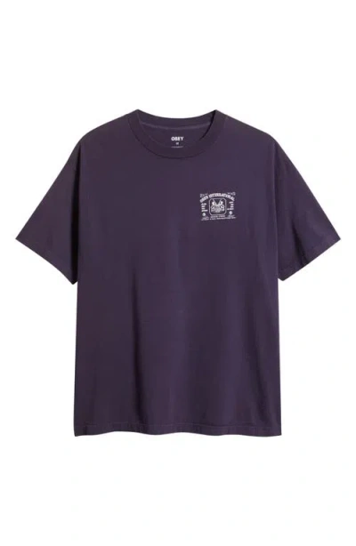 Obey Creative Studios Cotton Graphic T-shirt In Blue