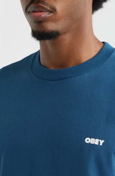 Obey Visual Studios Flower Graphic T-shirt In Blue