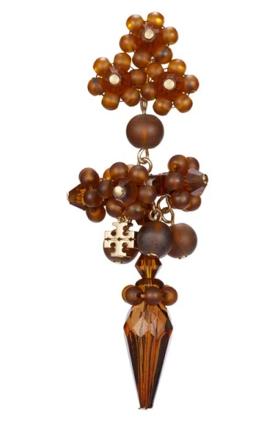 Tory Burch Curiosity Beaded Linear Drop Earrings In Orange