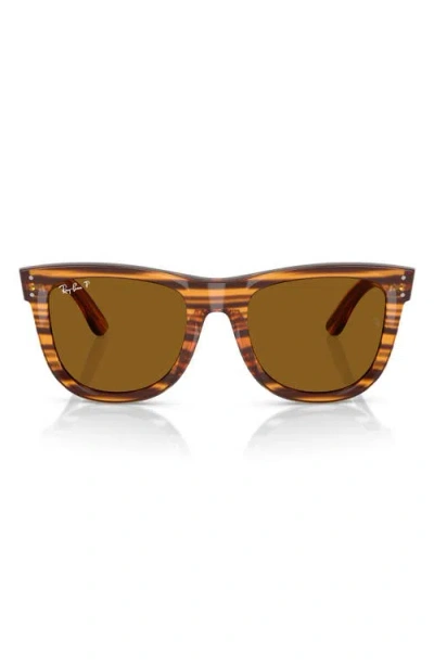 Ray Ban Wayfarer Reverse Sonnenbrillen Havana Gestreift Fassung Braun Glas Polarisiert 53-20 In Striped Havana