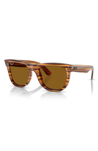 Ray Ban Wayfarer Reverse Sonnenbrillen Havana Gestreift Fassung Braun Glas Polarisiert 53-20 In Striped Havana