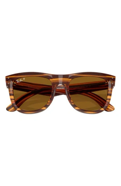 Ray Ban Wayfarer Reverse Sonnenbrillen Havana Gestreift Fassung Braun Glas Polarisiert 53-20 In Striped Havana