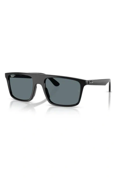 Ray Ban Ray-ban 55mm Polarized Square Sunglasses In White