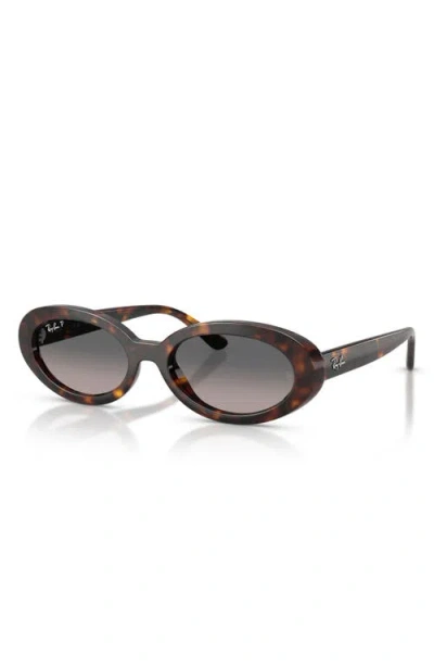 Ray Ban Ray-ban 54mm Gradient Polarized Oval Sunglasses In Brown