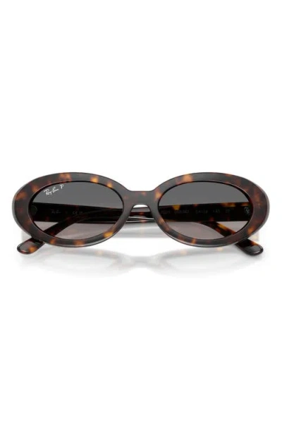 Ray Ban Ray-ban 54mm Gradient Polarized Oval Sunglasses In Brown