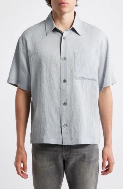 Frame Textured Stripe Short Sleeve Button-up Shirt In Multi