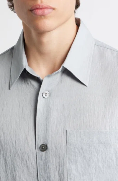 Frame Textured Stripe Short Sleeve Button-up Shirt In Multi