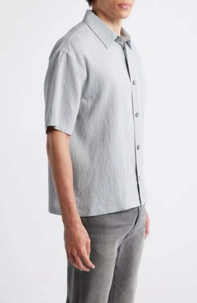 Frame Textured Stripe Short Sleeve Button-up Shirt In Multi