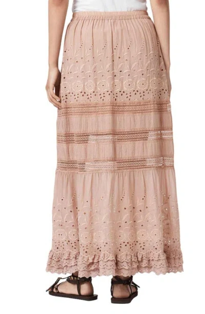Allsaints Womens Plaster Pink Camille Embroidered Woven Maxi Skirt In Brown