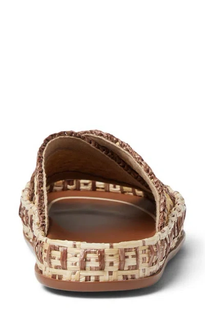 Fendi Beige Raffia-effect Material Slides In Brown