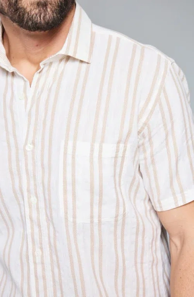 Billy Reid Short Sleeve Barre Stripe Treme Shirt In Natural