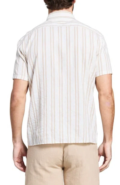 Billy Reid Short Sleeve Barre Stripe Treme Shirt In Natural