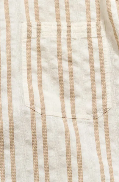 Billy Reid Short Sleeve Barre Stripe Treme Shirt In Natural