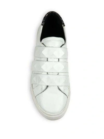 Shop Rebecca Minkoff Becky Grip-tape Strap Leather Sneakers In White-black