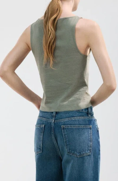 Mango Button Front Tank In Gray