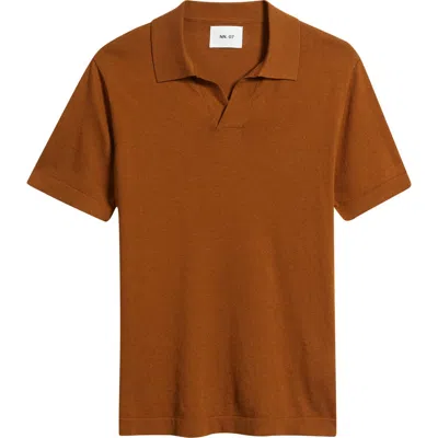 Nn07 Ryan Linen Polo Cinnamon In Multi