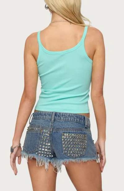 Edikted Basic Babe Stretch Cotton Crop Camisole In Blue