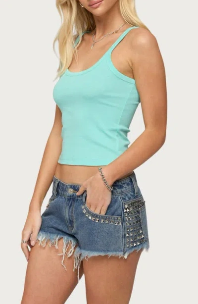 Edikted Basic Babe Stretch Cotton Crop Camisole In Blue