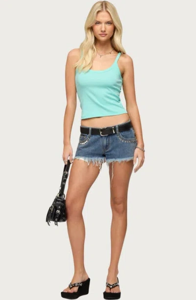 Edikted Basic Babe Stretch Cotton Crop Camisole In Blue