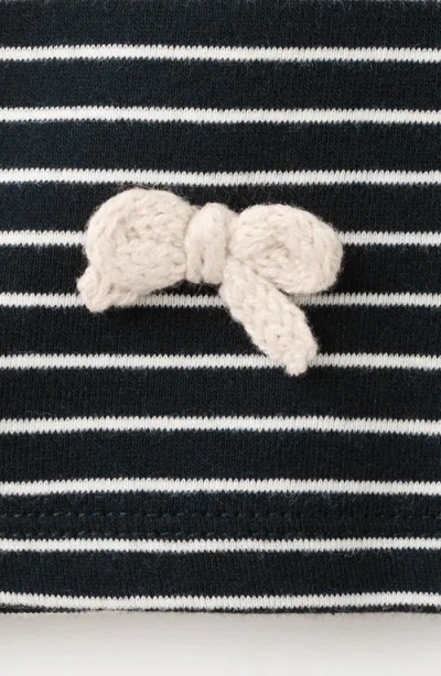 Mango Stripe Bow Embellished T-shirt In Blue