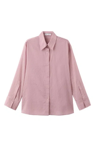 Mango Stripe Button-up Shirt In Pink