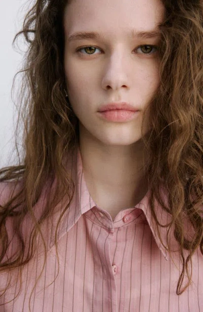 Mango Stripe Button-up Shirt In Pink