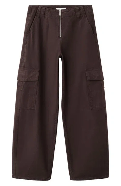Mango Relaxed Cargo Jeans In Brown