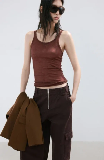 Mango Relaxed Cargo Jeans In Brown