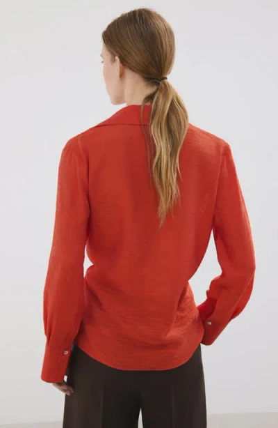 Mango Oversized Shirt With Tie Waist In Red