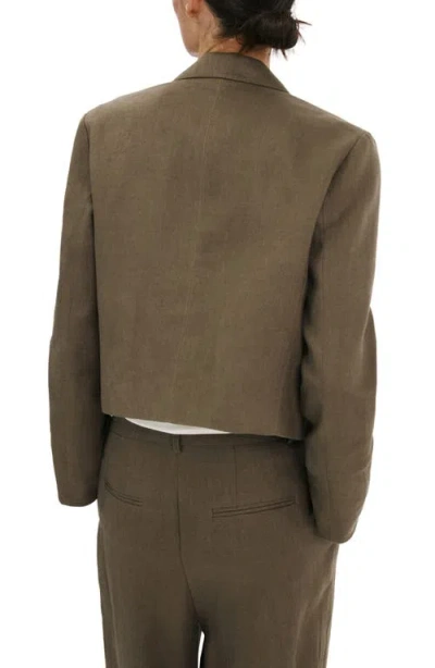 Mango Double Breasted Linen Jacket In Black