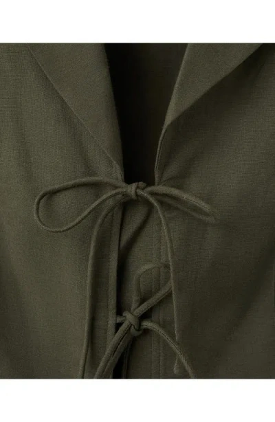 Mango Tie Front Vest In Green