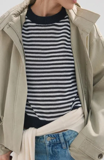 Mango Stripe Crop Sweater In Blue