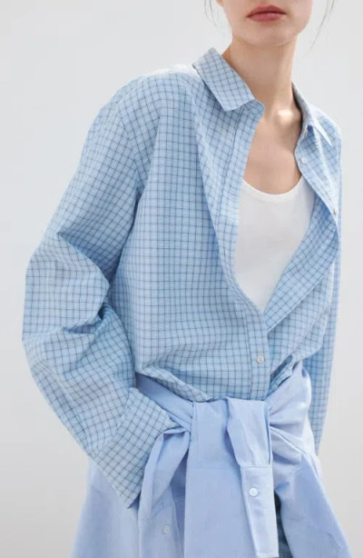 Mango Checked Shirt In Blue