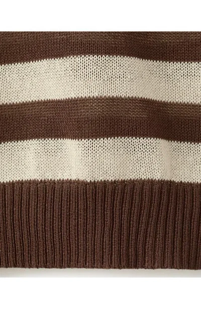 Mango Stripe Crop Sweater In Brown