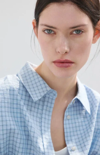 Mango Checked Shirt In Blue