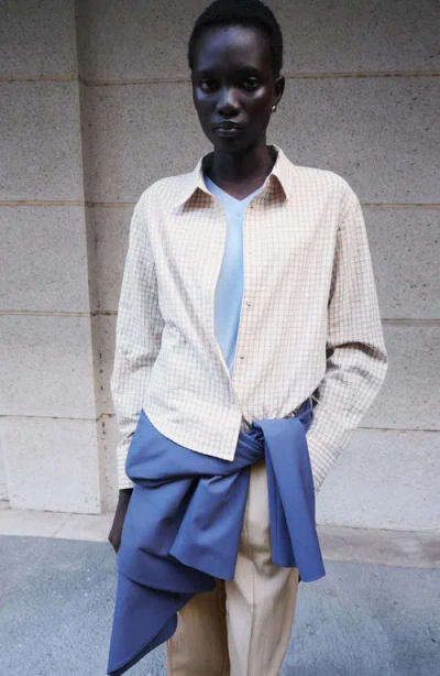 Mango Checked Shirt In Neutral