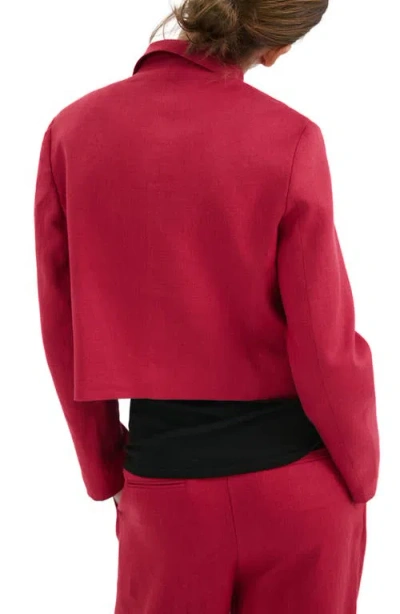 Mango Double Breasted Linen Jacket In Red
